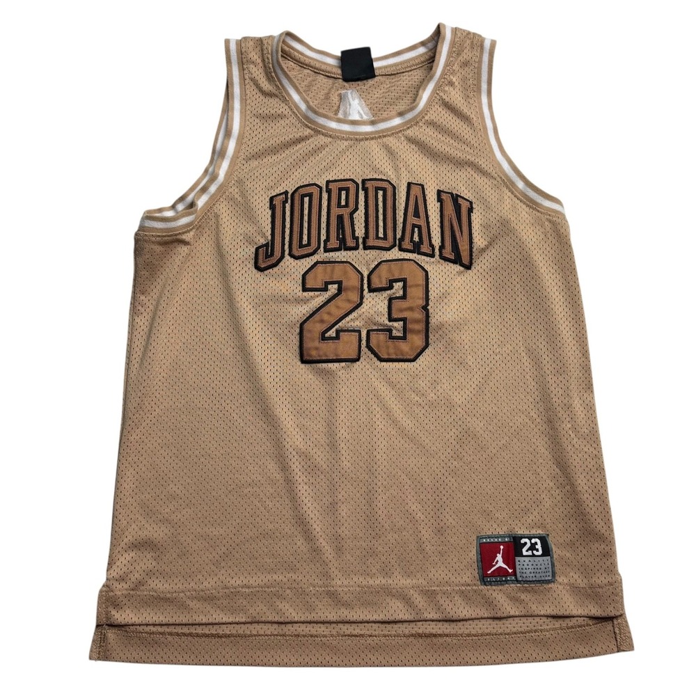 Jordan Kids Tan Mesh Basketball‎ Jersey Flight Jumpman 23 Brown XL 13-15Y NBA